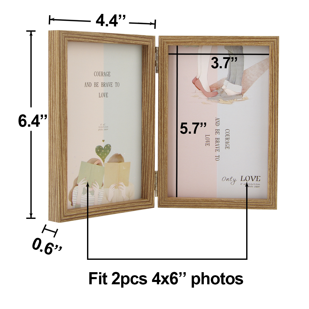 3 Pack of MDF New Grace Picture Frames 4x6 Inches - Natural Wood Grain